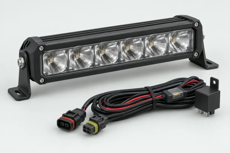 Auxiliary LED light bar, mounting brackets and wiring harness