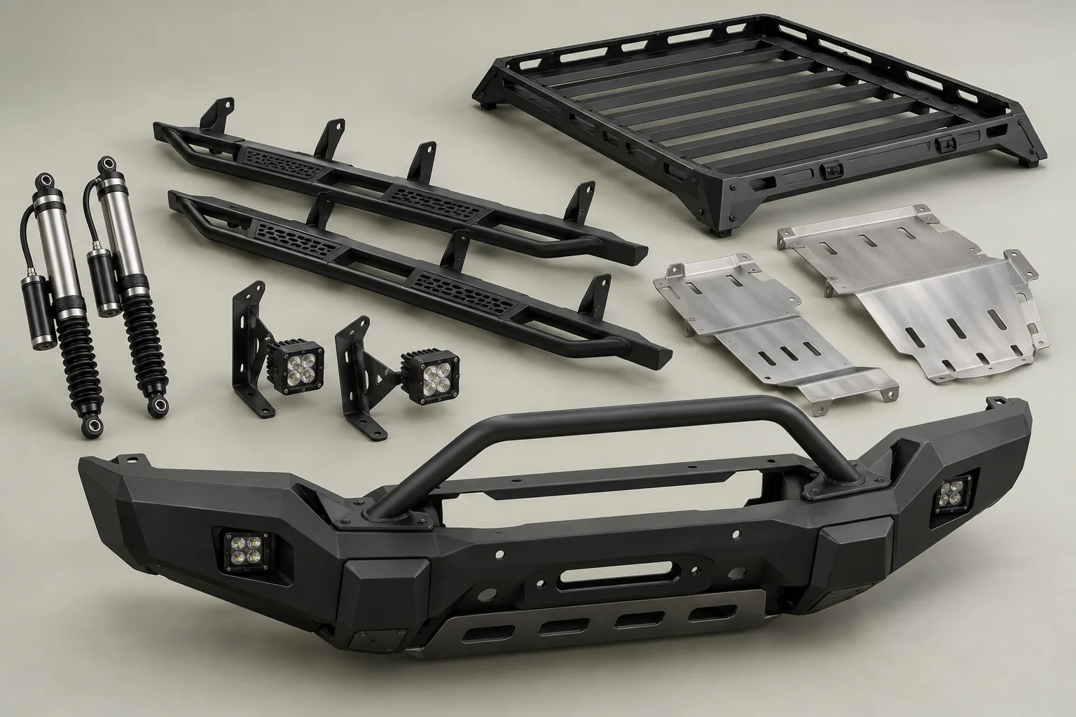 Illustrative off-road parts and accessories for Ford Bronco sourcing projects