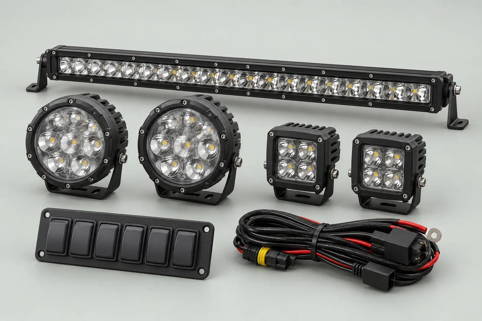 Illustrative auxiliary lighting brackets and lamp assemblies