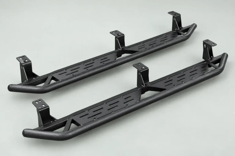 Matching tubular rock sliders with step plates and mounting legs