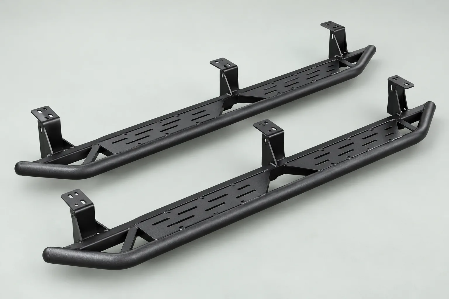 Matching tubular rock sliders with step plates and mounting legs