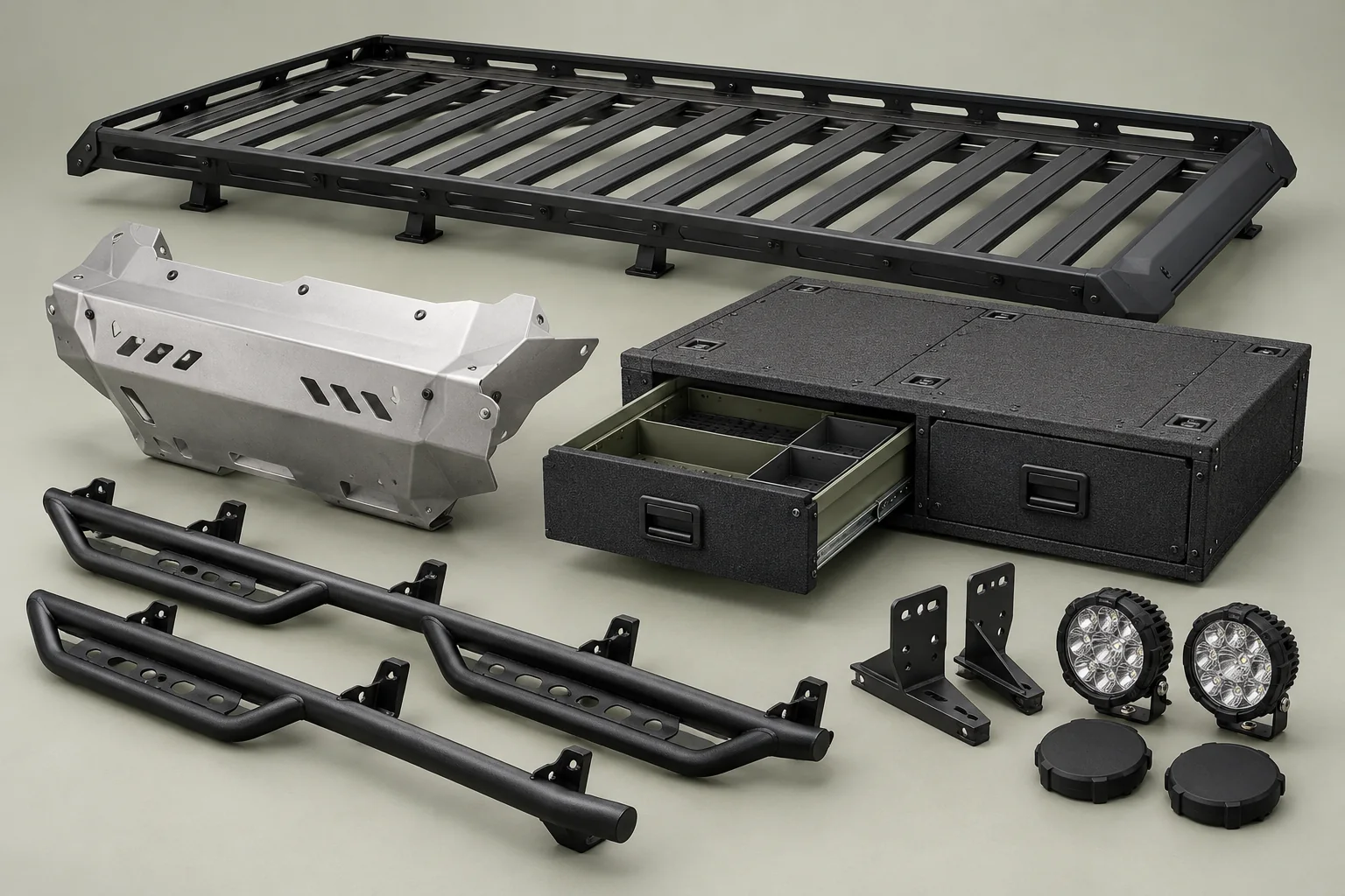 Illustrative off-road parts and accessories for Toyota 4Runner sourcing projects